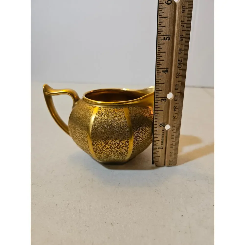 Vintage Gold Painted Porcelain Bavaria Bavarian Creamer